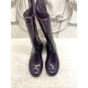 Descendants 2 Rubber Rain Boot Size 3 Youth Purple/Black Knee High No Wear